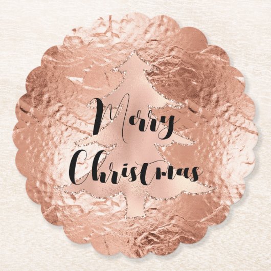 Dessous-de-verre En Papier Parties scintillant de Noël rose Gold Glam (Devant)