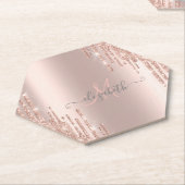 Dessous-de-verre En Papier Parties scintillant modernes Rose Monogramme or  (Incliné)