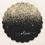Dessous-de-verre En Papier Parties scintillant Noir Or Script Monogramme Nom<br><div class="desc">Parties scintillant à étincelles noir et or Script Monogramme Nom Dessous de verre papier. Cela fait le cadeau parfait de remise de diplômes,  anniversaire,  mariage,  douche nuptiale,  anniversaire,  baby shower ou bachelorette pour quelqu'un qui aime le luxe glam et les styles chic.</div>