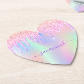 Dessous-de-verre En Papier Parties scintillant rose iridescente rose or arc-e (Incliné)