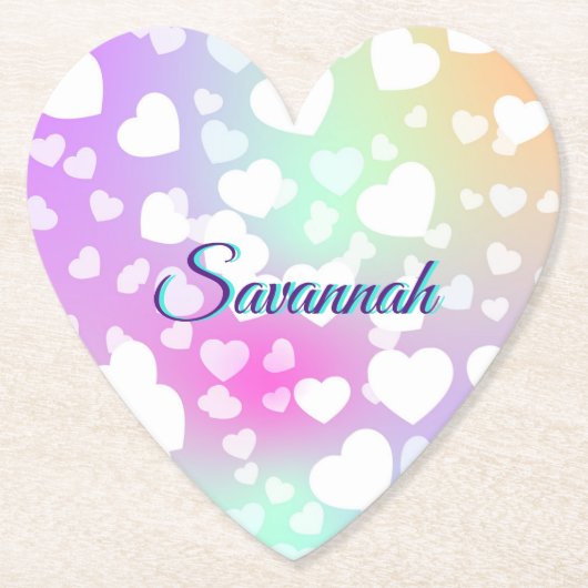 Dessous-de-verre En Papier Pastel Falling Hearts Personnalisé (Devant)