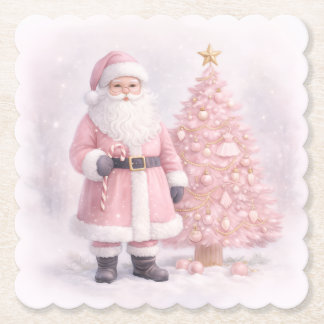 Dessous-de-verre En Papier Pastel Pink Christmas Santa 