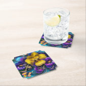 Dessous-de-verre En Papier Patch de Pansy Gold et Purple (En situation)