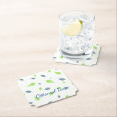 Dessous-de-verre En Papier Pattern Blue & Green Leaves (En situation)