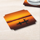 Dessous-de-verre En Papier Paysage du coucher de soleil avec un bateau-68465 (Incliné)