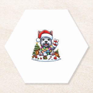 Dessous-de-verre En Papier Peace Hand Scottish Terrier Christmas Lights Femme