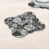 Dessous-de-verre En Papier Peinture à l'huile de fleurs en niveaux de gris (Incliné)