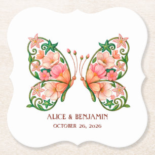 Dessous-de-verre En Papier Peinture à l'huile romantique papillon floral
