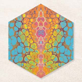 Dessous-de-verre En Papier Peinture Coulante Bleu Vert Jaune Orange Volubilis