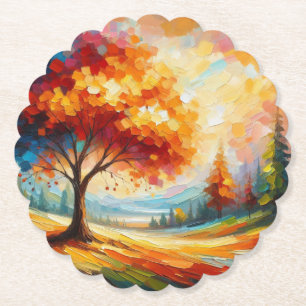 Dessous-de-verre En Papier Peinture de paysage avec des couleurs vives