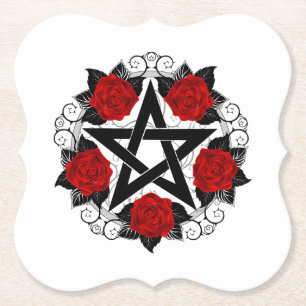 Dessous-de-verre En Papier Pentagramme aux roses rouges
