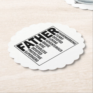 Dessous-de-verre En Papier Père Adjective Fête des pères Cool Papa Définition