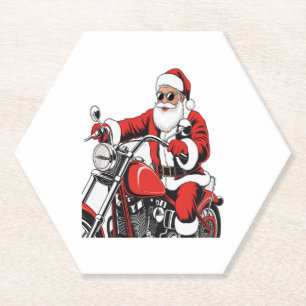 Dessous-de-verre En Papier Père Noël à moto