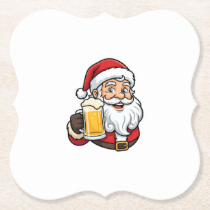 Dessous-de-verre En Papier Père Noël buvant de la bière Graphique de Noël