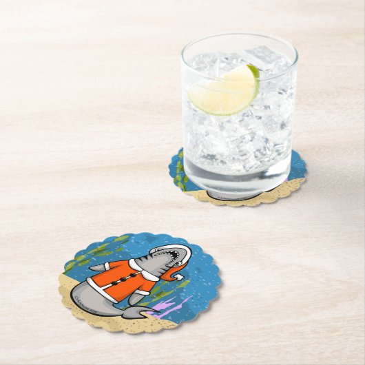 Dessous-de-verre En Papier Père Noël Shark (En situation)