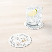 Dessous-de-verre En Papier Perles et Prosecco Mariage script Moderne (En situation)