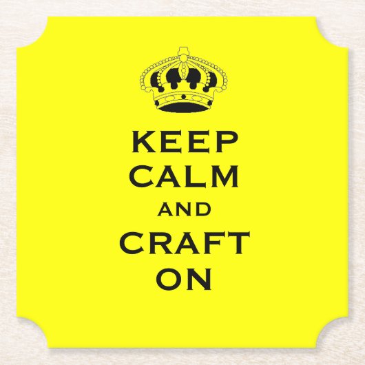 Dessous-de-verre En Papier Personnalisé Jaune Conserver le calme (votre mot) (Devant)