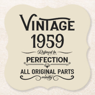 Dessous-de-verre En Papier Personnalisé vintage 65e anniversaire cadeaux noir