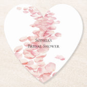 Dessous-de-verre En Papier Pétales de rose rose romantique douche de mariage (Devant)