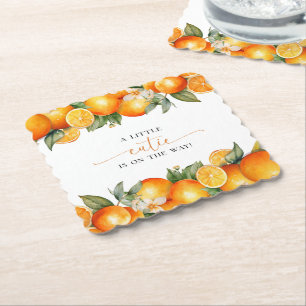 Dessous-de-verre En Papier Petit Baby shower de Citrus orange Cutie