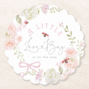 Dessous-de-verre En Papier Petit Bug Amour Fleur Sauvage Rose Bébé Naissance