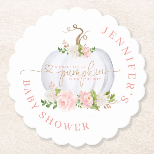 Dessous-de-verre En Papier Petit citrouille rose pâle (Devant)