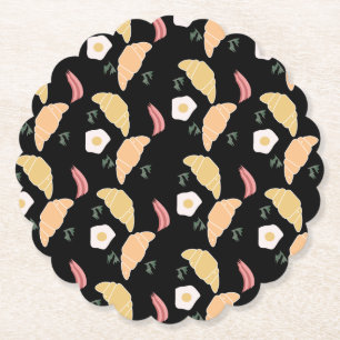 Dessous-de-verre En Papier Petit-déjeuner Jambon et Cilantro Oeufs sur un Cro