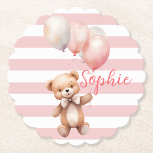 Dessous-de-verre En Papier Petit ours mignon en rose