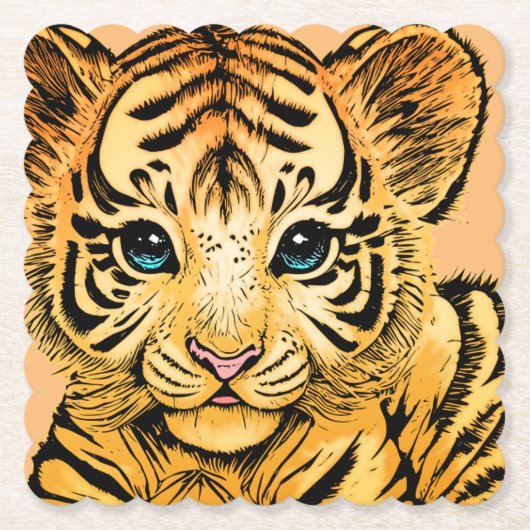 DESSOUS-DE-VERRE EN PAPIER PETIT TIGER (Devant)