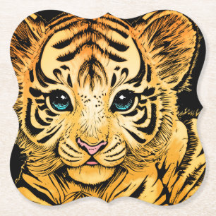 DESSOUS-DE-VERRE EN PAPIER PETIT TIGER