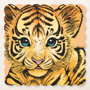 DESSOUS-DE-VERRE EN PAPIER PETIT TIGRE