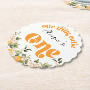 Dessous-de-verre En Papier Petite mignonne 1er anniversaire oranges d'agrumes