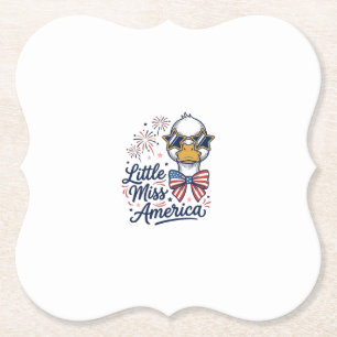 Dessous-de-verre En Papier Petite Miss America Canard Patriote Vintage T-Shir
