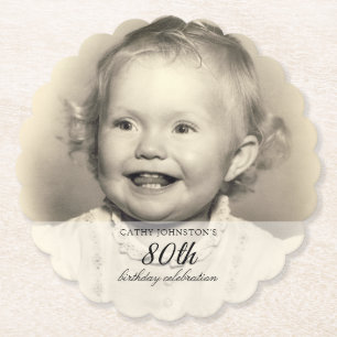 Dessous-de-verre En Papier Photo minimaliste 80e anniversaire
