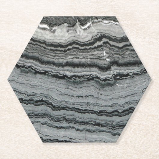 Dessous-de-verre En Papier Pierre de gemme naturelle noir blanc agate marbre (Devant)