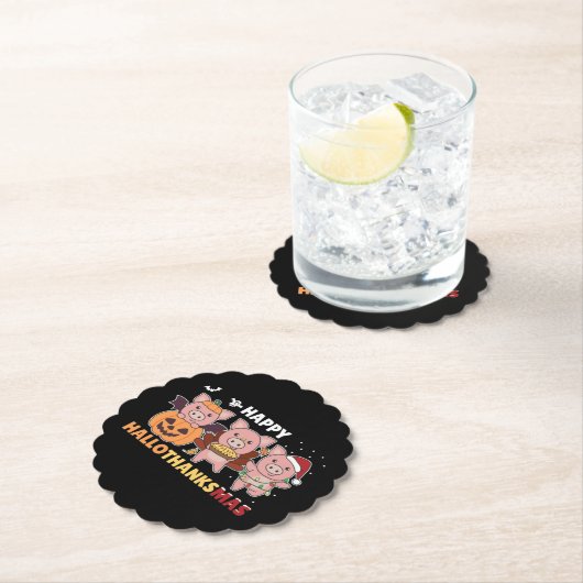 Dessous-de-verre En Papier Pig de Christmas (En situation)