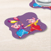 Dessous-de-verre En Papier piglet rose joyeux (Incliné)