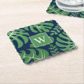 Dessous-de-verre En Papier Pince Monogramme Monstera Palm Leaf (Incliné)
