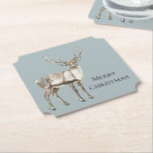Dessous-de-verre En Papier Pine de Noël Vert Cerf Rustique (Incliné)