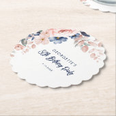 Dessous-de-verre En Papier Pink Floral 80e anniversaire Script (Incliné)