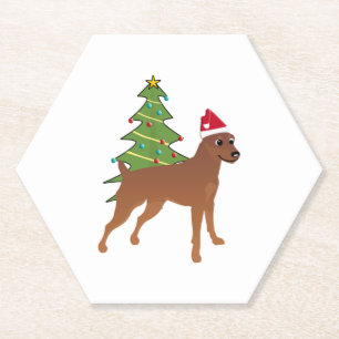 Dessous-de-verre En Papier Pinscher miniature à Santa Hat (ancré)
