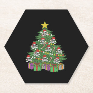 Dessous-de-verre En Papier Pirate Arbre de Noël Crossbones crâne