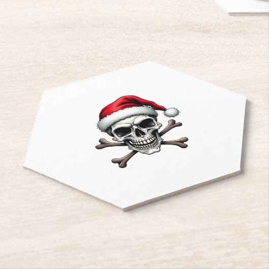 Dessous-de-verre En Papier Pirate Christmas Skull & Crossbones Santa Hat. Got (Incliné)