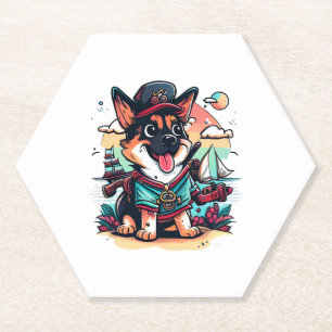 Dessous-de-verre En Papier Pirate de chien berger allemand