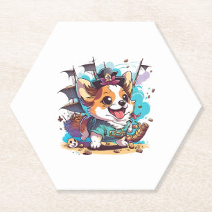 Dessous-de-verre En Papier Pirate de Chien de Corgi
