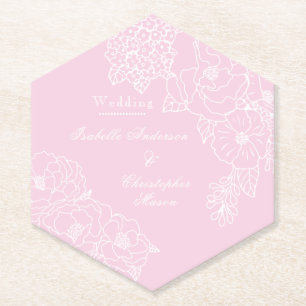 Dessous-de-verre En Papier Pivoines roses pour un mariage romantique