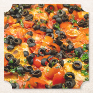 Dessous-de-verre En Papier Pizza aux olives noires