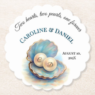 Dessous-de-verre En Papier Plage Mariage Pearls Shell Elégant thème Océan