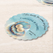 Dessous-de-verre En Papier Plage Mariage Pearls Shell Elégant thème Océan (Incliné)