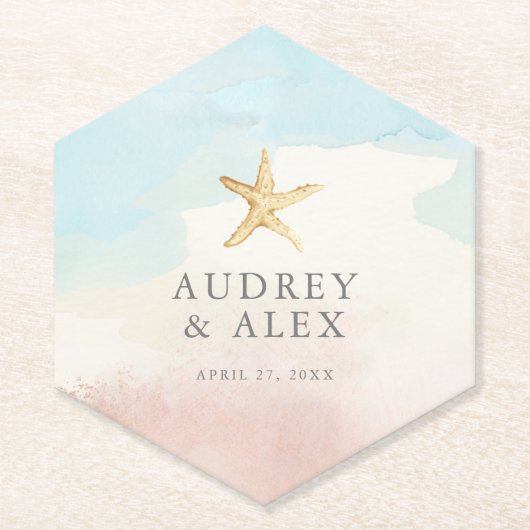 Dessous-de-verre En Papier Plage moderne Dessous de verre Mariage à thème (Devant)